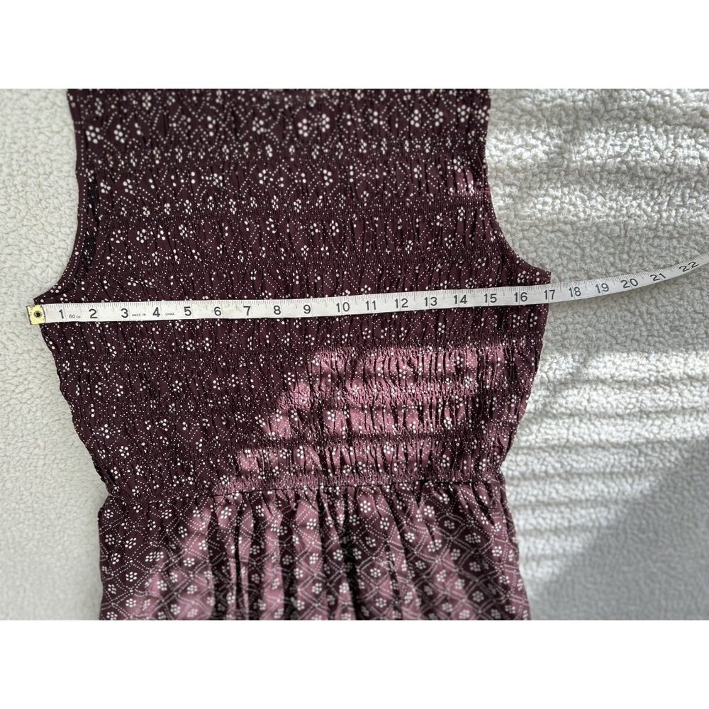 Madewell $158 Selena Midi Dress Smocked Daisy Print Plum Purple Pockets Size L - Picture 7 of 10